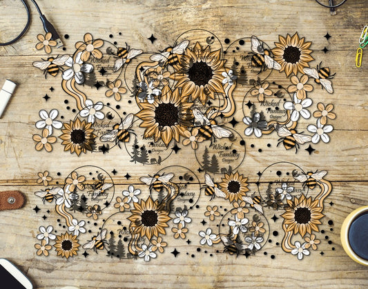 UVDTF Bees and Sunflowers 16oz 40oz Tumbler Wrap