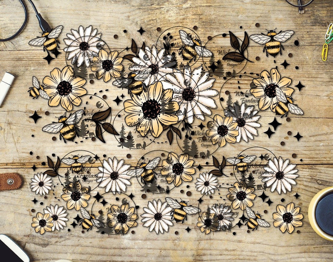 UVDTF Bees and Posies 16oz 40oz Tumbler Wrap