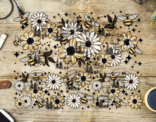 UVDTF Bees and Posies 16oz 40oz Tumbler Wrap