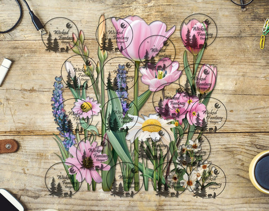 UVDTF Tulips and Daisies