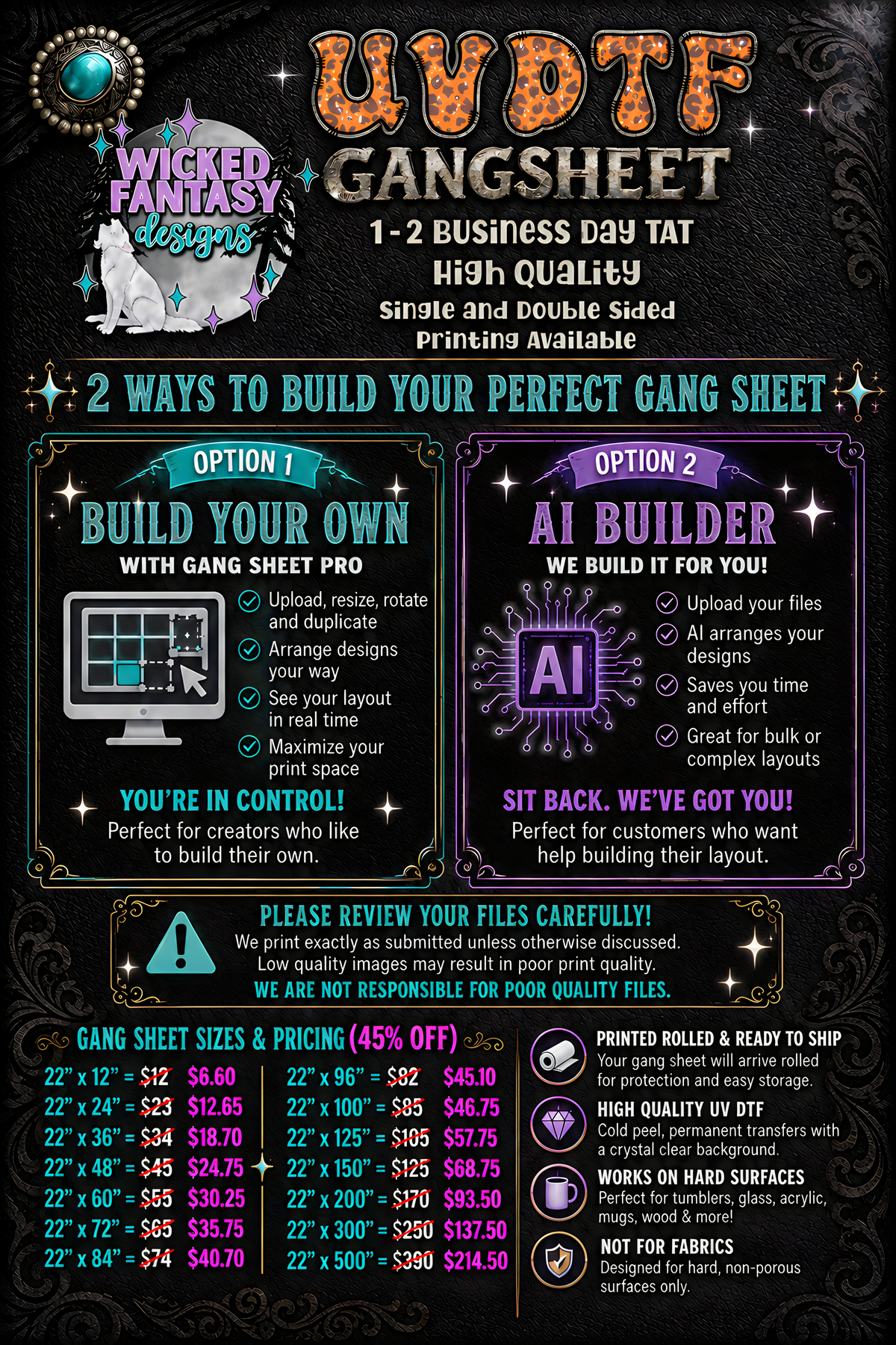 UVDTF Custom Printing  - Gang Sheet - Use Our Gang Sheet Builder