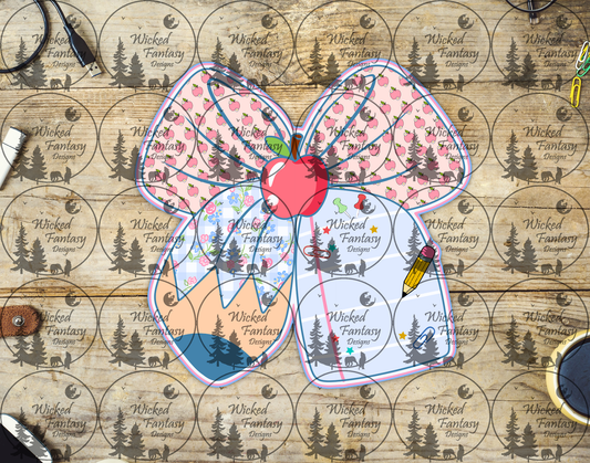 UVDTF Pencil and Paper Bow with Apples