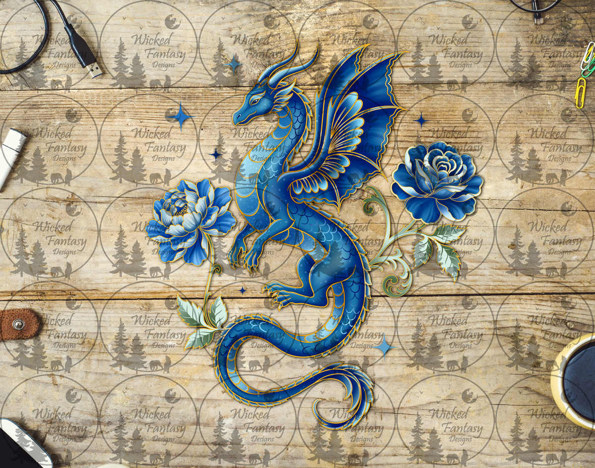 UVDTF Blue Wing and Petal Dragon