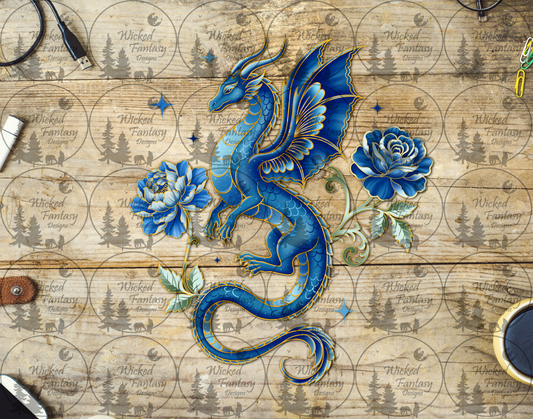 UVDTF Blue Wing and Petal Dragon