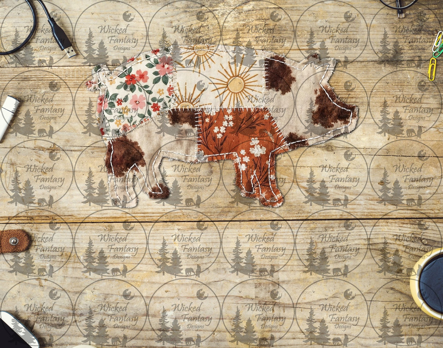 UVDTF Patchwork Pig