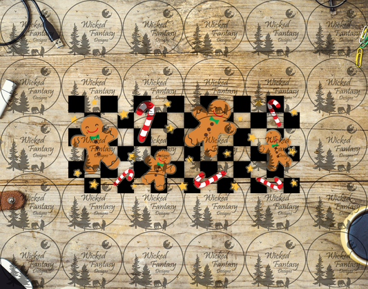 UVDTF Checkered Gingerbread Men 16oz 40oz