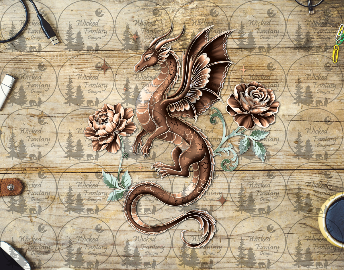 UVDTF Brown Wing and Petal Dragon