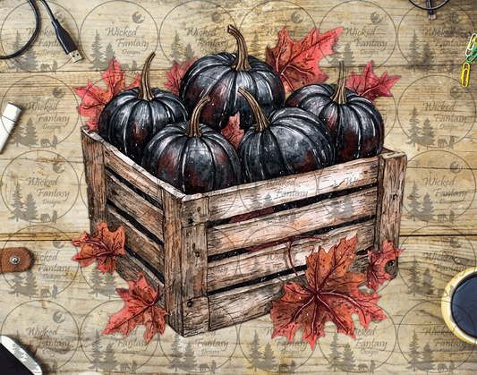 UVDTF Wooden Crate of Pumpkins