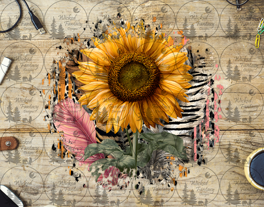 UVDTF Grunge Sunflower and Feather