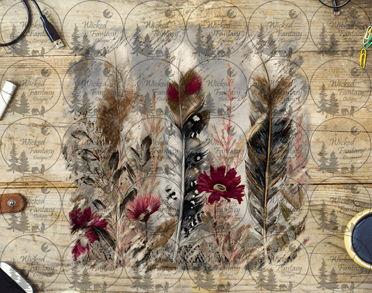 UVDTF Grunge Feather Floral