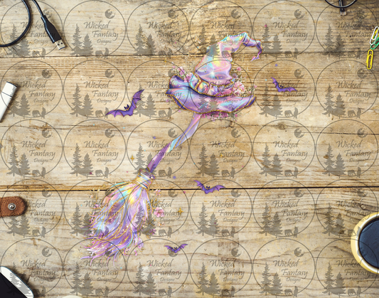 UVDTF Faux Iridescent Witches Broom and Hat