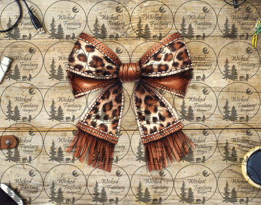 UVDTF Leopard and Leather Bow