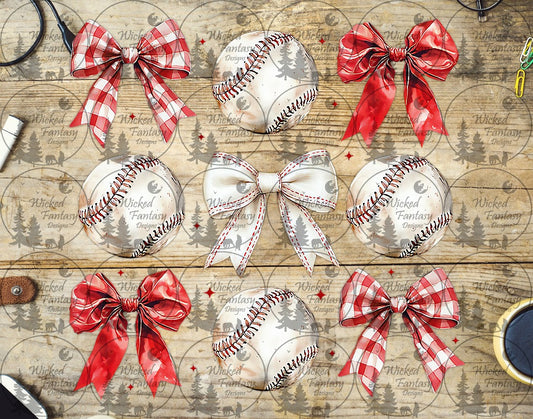 UVDTF Baseballs and Bows 6x7" Element