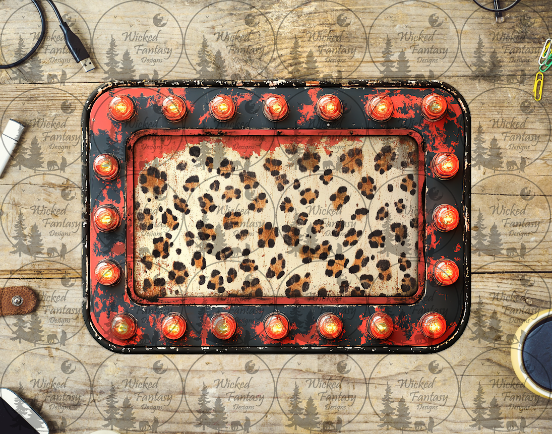 UVDTF Vintage Marquee Sign with Leopard Print