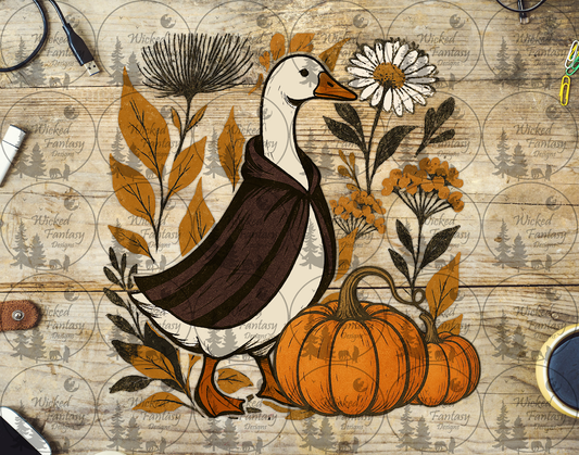 UVDTF Goose with Cape and Pumpkins