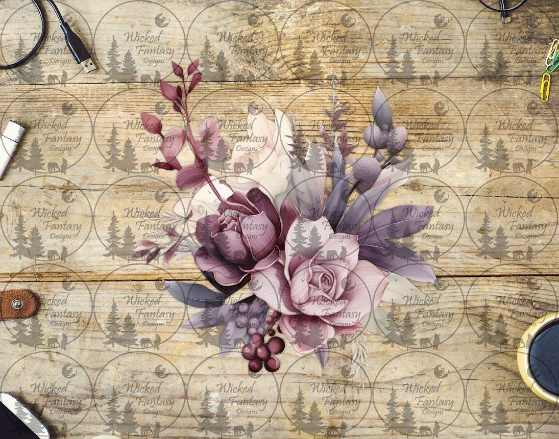 UVDTF Mauve Pink and Cream Floral