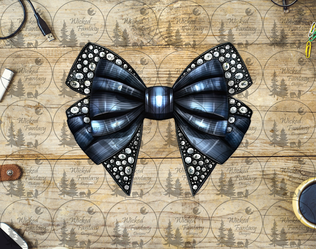 UVDTF Jeweled Black Double Bow