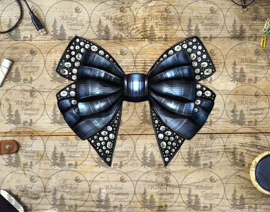 UVDTF Jeweled Black Double Bow