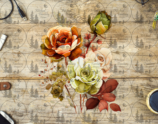 UVDTF Rust and Green Floral Arrangement