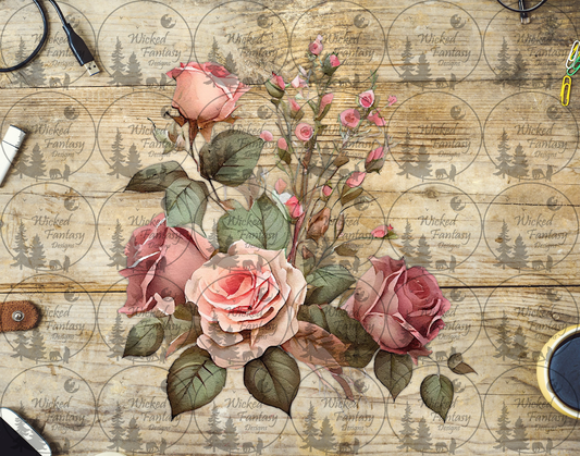 UVDTF Dusty Rose Floral Arrangement