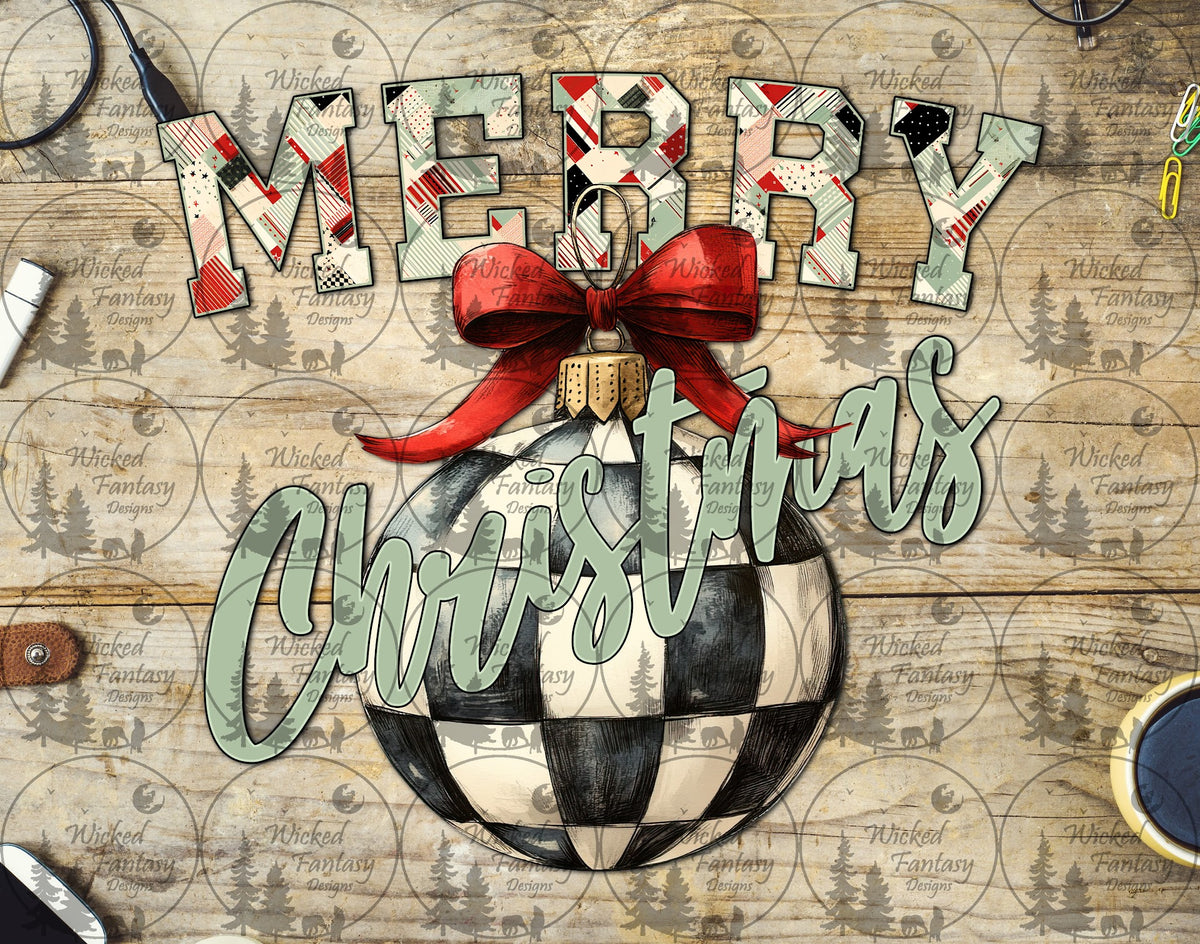 UVDTF Merry Christmas Checkered