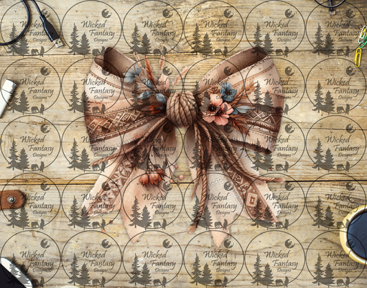 UVDTF Neutrals Bow with Flowers and Rope