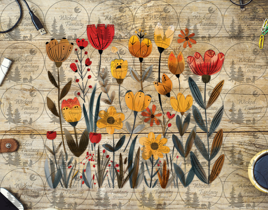 UVDTF Folk Art Yellow and Red Florals