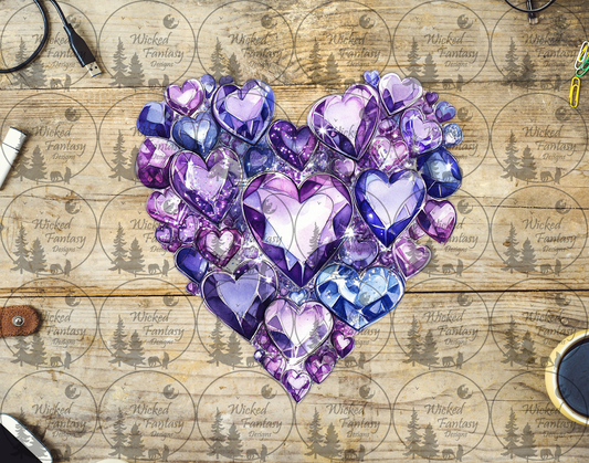 UVDTF Purple Glass Hearts