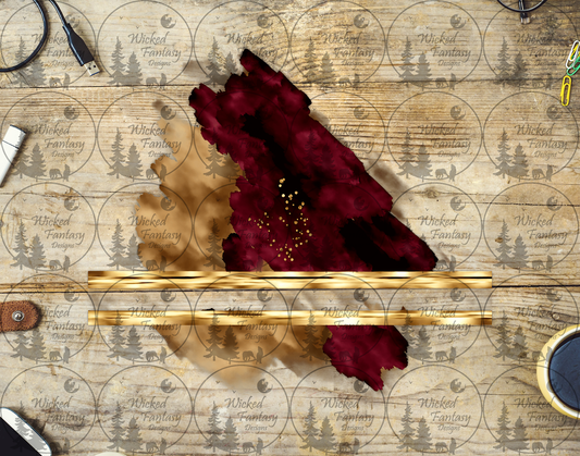 UVDTF Burgundy and Gold Watercolor