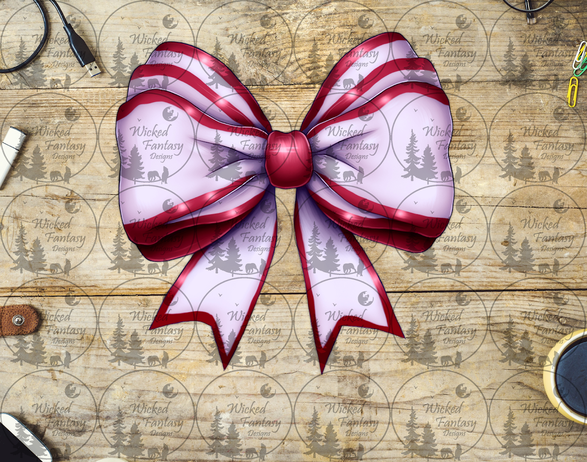 UVDTF White Bow with Red Outlines