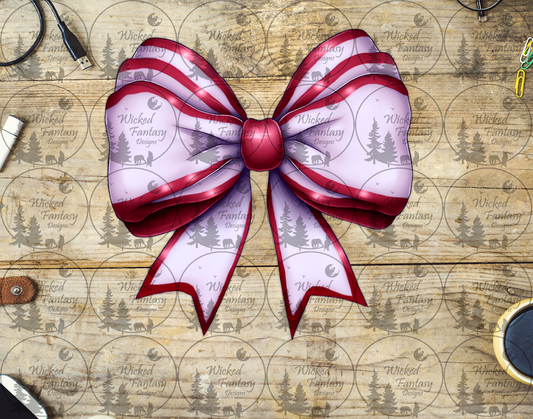 UVDTF White Bow with Red Outlines