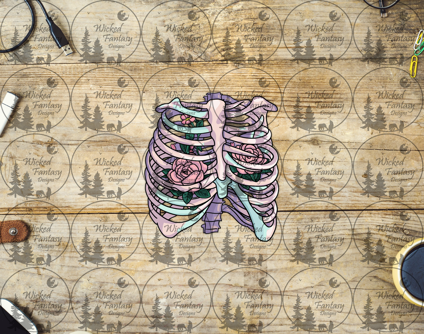 UVDTF Pastel Rib Cage with Roses