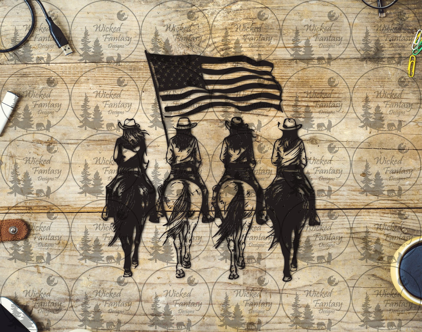 UVDTF Cowgirl Flag Black