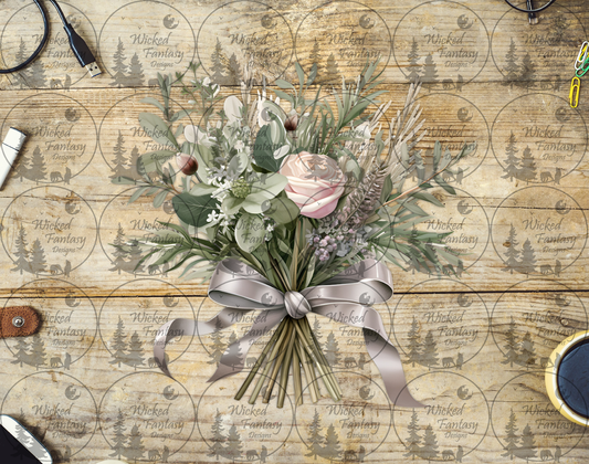 UVDTF Sage Floral Arrangement with Bow