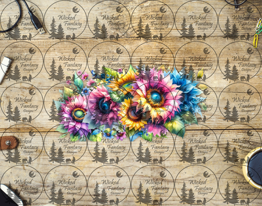 UVDTF Colorful Sunflowers