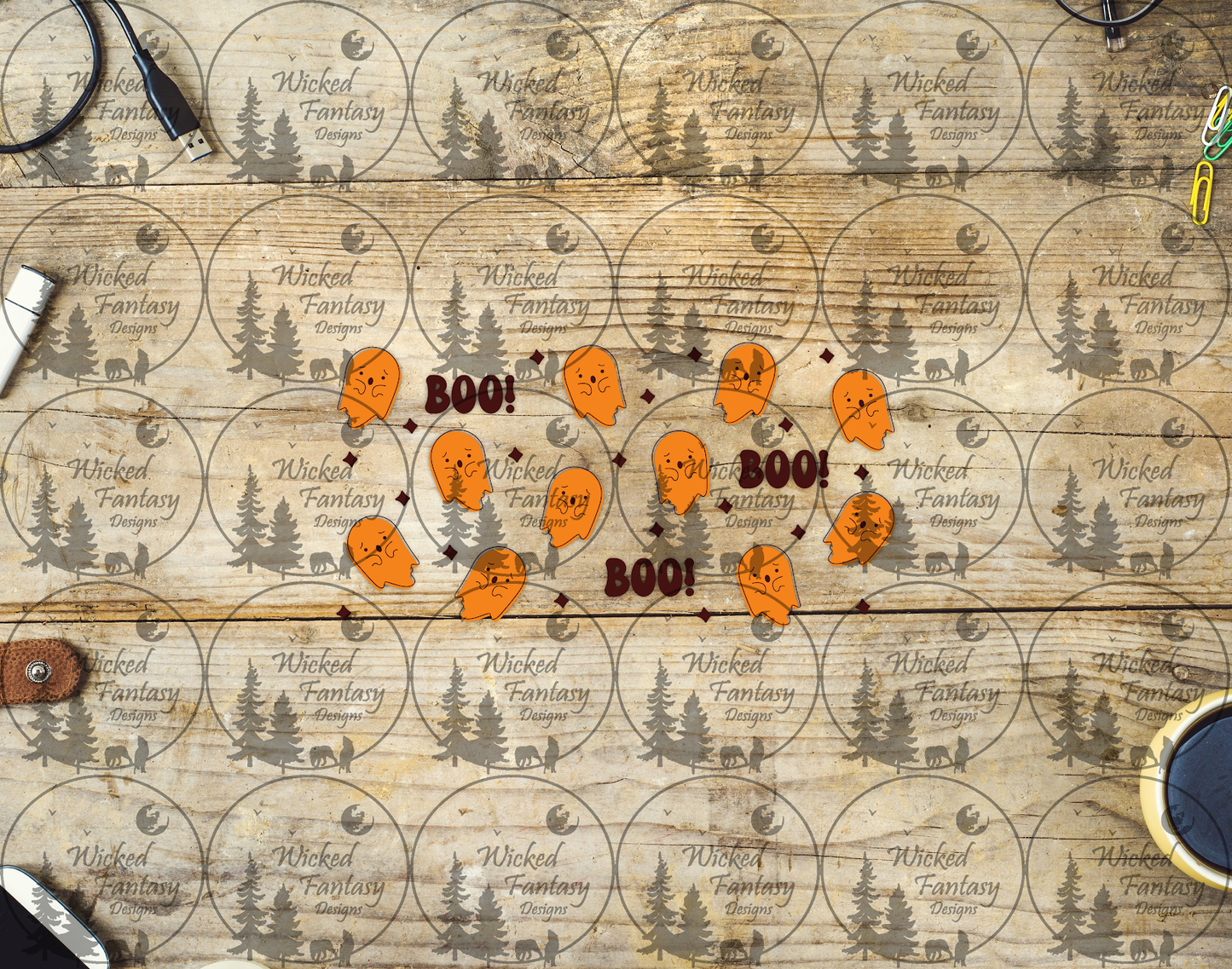 UVDTF Boo! Orange and Rust Ghosts 16oz 40oz