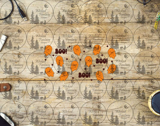 UVDTF Boo! Orange and Rust Ghosts 16oz 40oz
