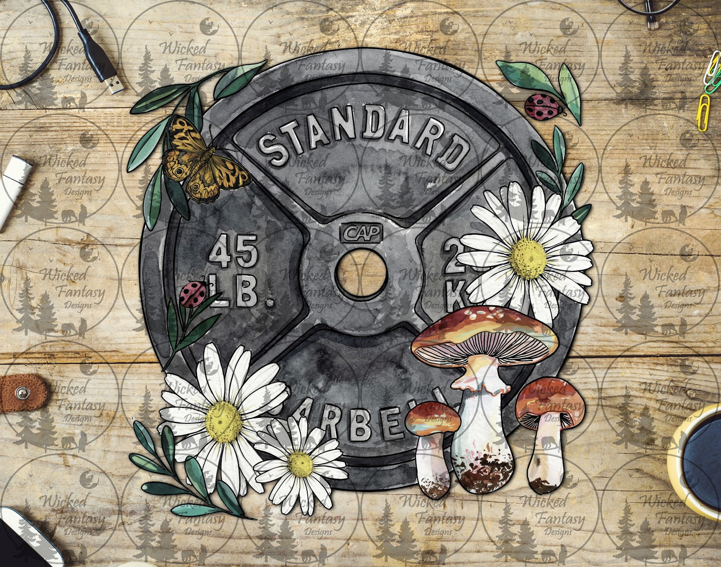 UVDTF Weight with Flowers and Mushrooms
