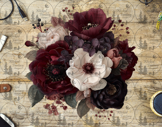 UVDTF Burgundy and Cream Floral