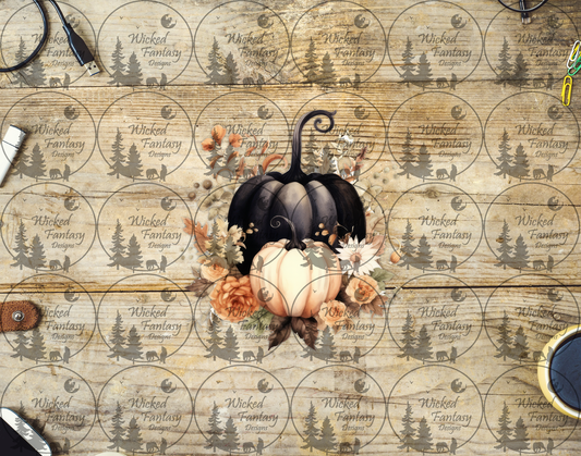 UVDTF Black and Light Orange Pumpkins and Florals
