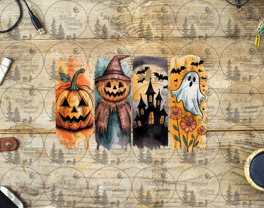 UVDTF Jack O Lantern Scarecrow and Ghost Brush Strokes