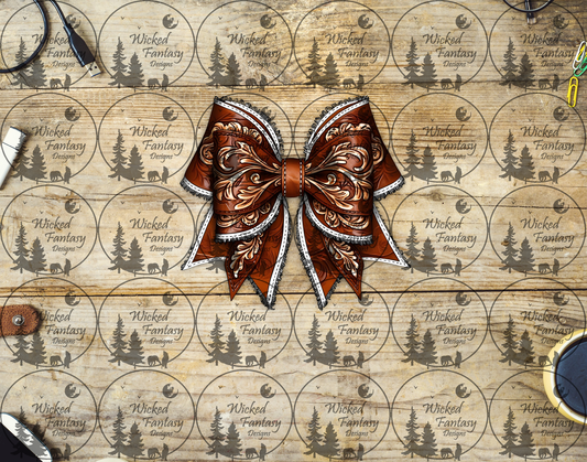 UVDTF Tooled Leather Triple Bow