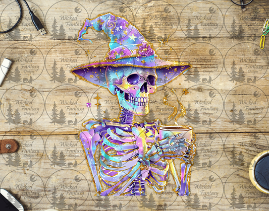 UVDTF Faux Iridescent Skeleton with Coffee