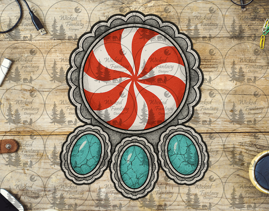 UVDTF Red and White Swirl Concho