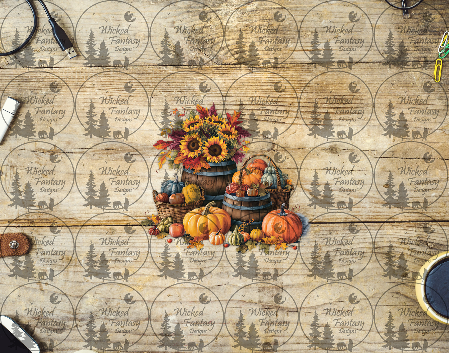 UVDTF Pumpkins and Sunflowers Barrels