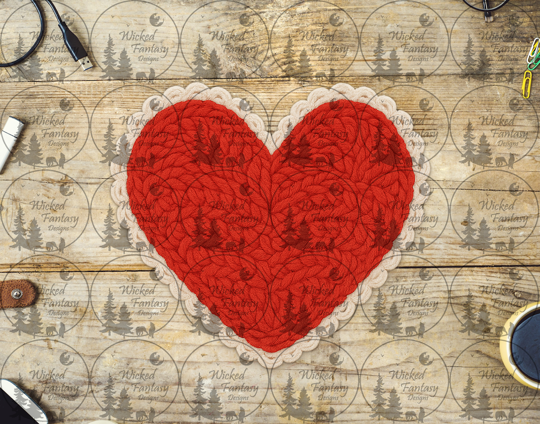 UVDTF Faux Crochet Red Heart