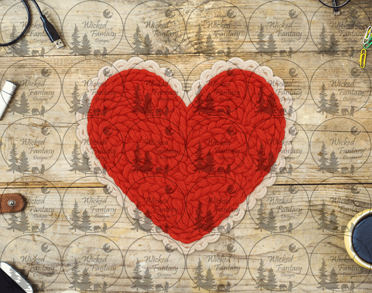 UVDTF Faux Crochet Red Heart