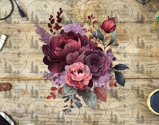 UVDTF Burgundy Floral Arrangement