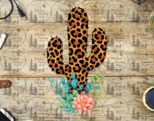 UVDTF Leopard Cactus with Succulents