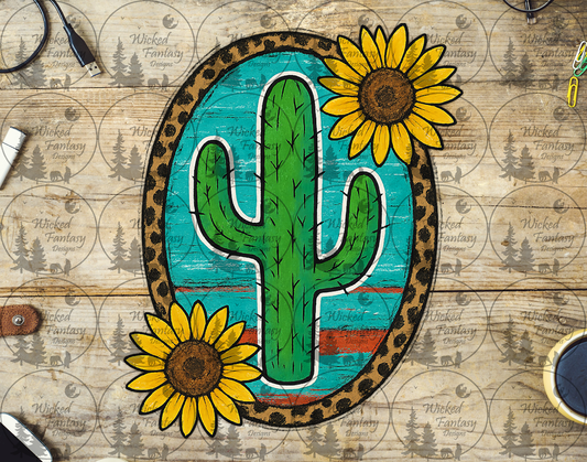 UVDTF Cactus with Sunflowers